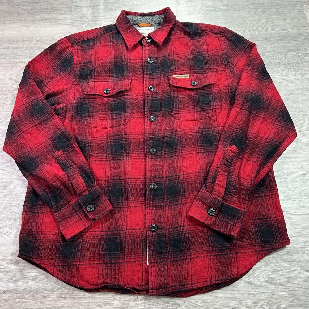 Field & Stream Shirt Mens Medium Red Plaid Flannel Button‎ Up Long Sleeve Casual